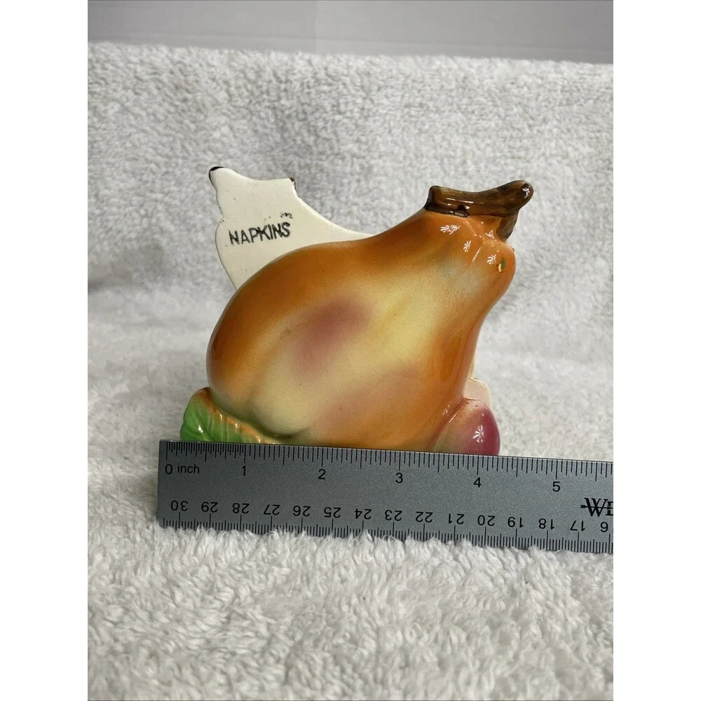 Vtg Ucago Japan Pear  Fruit Napkin Holder Ceramic Kitch 1960s MINT